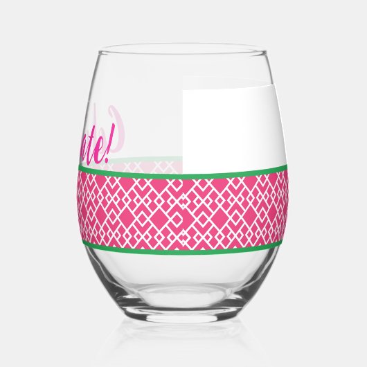 ピンク 幾何学的な お祝い ステムなしワイングラス (左)
