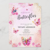 ピンク 彼は私をドキドキさせる ブライダルシャワー 招待状 (正面/裏面)