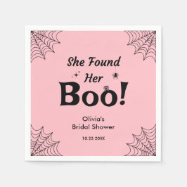 ピンク 彼女のブー ハロウィン ブライダルシャワー スタンダードカクテルナプキン