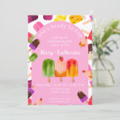 ピンク 彼女はポップする準備ができた ポップシクル 招待状 (スタンド正面)