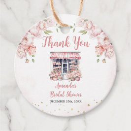 ピンク 彼女は市場から消えた ブライダルシャワーのお礼 フェイバータグ