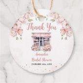 ピンク 彼女は市場から消えた ブライダルシャワーのお礼 フェイバータグ (裏面)