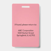 ピンク | 従業員写真付きIDカード 社内セキュリティバッジ バッジ (裏面)