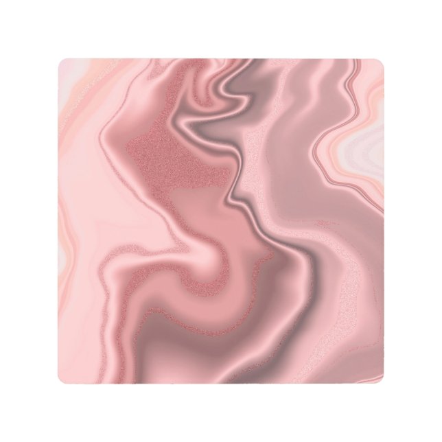 ピンク，振動，抽象芸術,チャクラ，禅，瞑想， メタルプリント (正面)