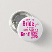 ピンク 新婦に飲み物を買ってあげて  花嫁お披露目パーティー 缶バッジ (正面&裏面)