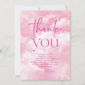 ピンク 新婦は雲の上にいる ブライダルシャワー サンキューカード (正面)