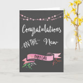 ピンク・新生児・ガール・コングラテュレーション カード (黄色い花)