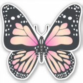 ピンク(昆虫)オオカバマダラ、モナークバタフライステッカー シール (正面)