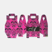 ピンク、明るい赤紫色ブラック、パープルダマスク白モノグラム フェイバーボックス (折り畳みなし)