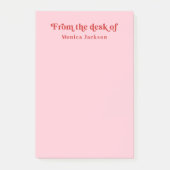 ピンク | 机からの赤シンプル色のレトロな雰囲気 ポストイット (正面)