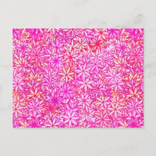 ピンク、桃色、紫色、珊瑚色の花 ポストカード (正面)
