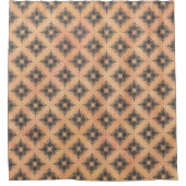 ピンク、桃、ブロンズのダイヤモンドバーストパターン シャワーカーテン (正面)