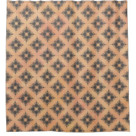 ピンク、桃、ブロンズのダイヤモンドバーストパターン シャワーカーテン