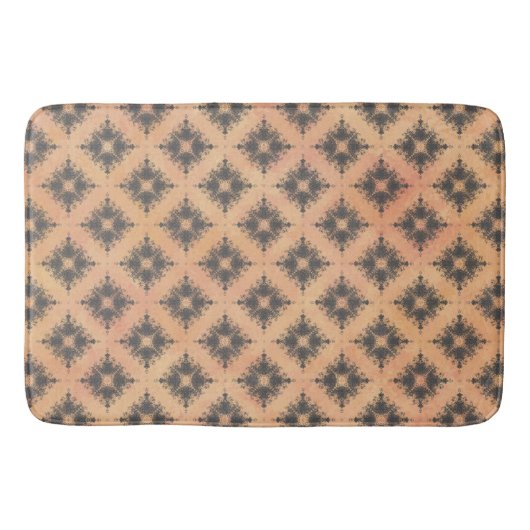 ピンク、桃、ブロンズのダイヤモンドバーストパターン バスマット (正面)