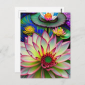 ピンク《植物》スイレンフラワーポストカード ポストカード (正面/裏面)