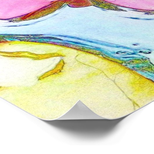 ピンク《植物》スイレン ポスター (角)