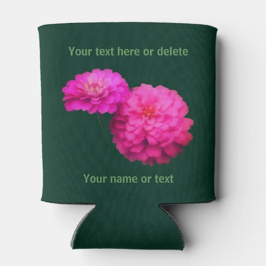 ピンク《植物》百日草の花パーソナライズされた 缶クーラー (裏面)