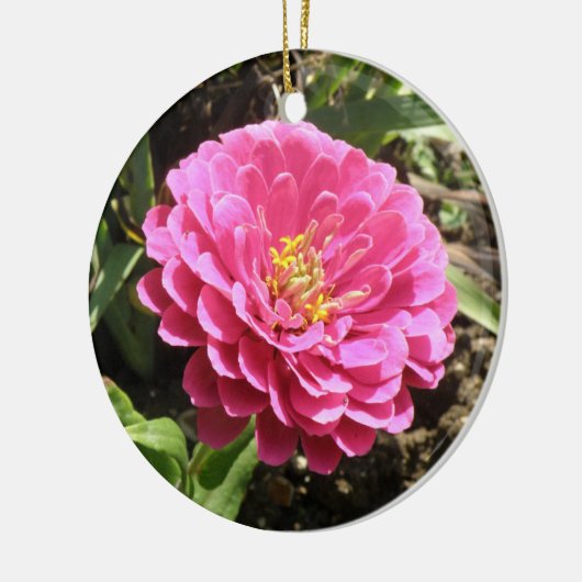 ピンク《植物》百日草カスタム誕生日 セラミックオーナメント (左)