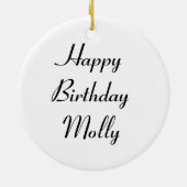 ピンク《植物》百日草カスタム誕生日 セラミックオーナメント (裏面)