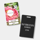 ピンク《植物》百日草フラワーカスタムイメージロゴ名タイトル バッジ (正面＆裏面)