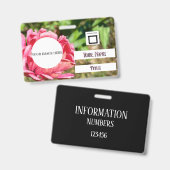 ピンク《植物》百日草フラワーカスタムイメージロゴ名タイトル バッジ (正面＆裏面)