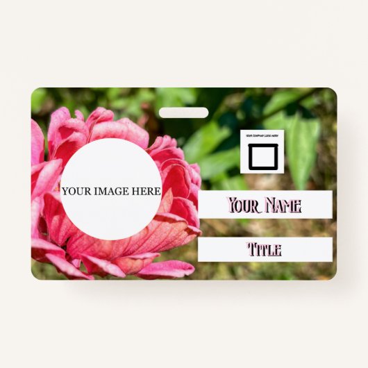 ピンク《植物》百日草フラワーカスタムイメージロゴ名タイトル バッジ (正面)