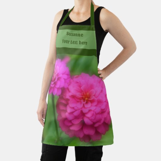 ピンク《植物》百日草フラワーペアパーソナライズされた エプロン (インサイチュ)