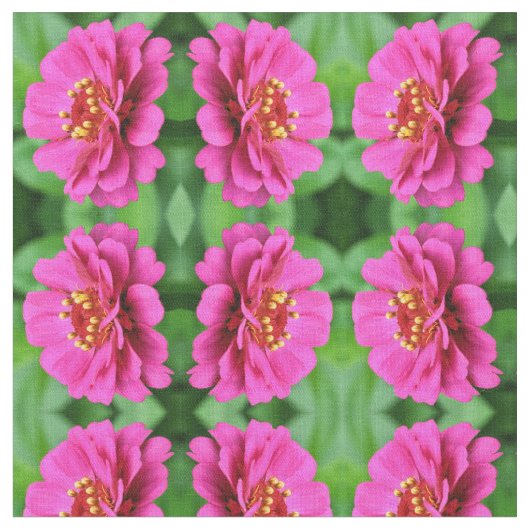 ピンク《植物》百日草花自然模様 ファブリック (クローズアップ)