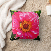 ピンク《植物》百日草 クッション (ブランケット)