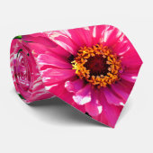 ピンク《植物》百日草 ネクタイ (ロール)