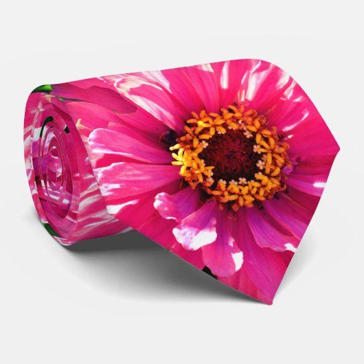 ピンク《植物》百日草 ネクタイ (ロール)