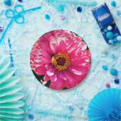 ピンク《植物》百日草 ペーパープレート (パーティー)