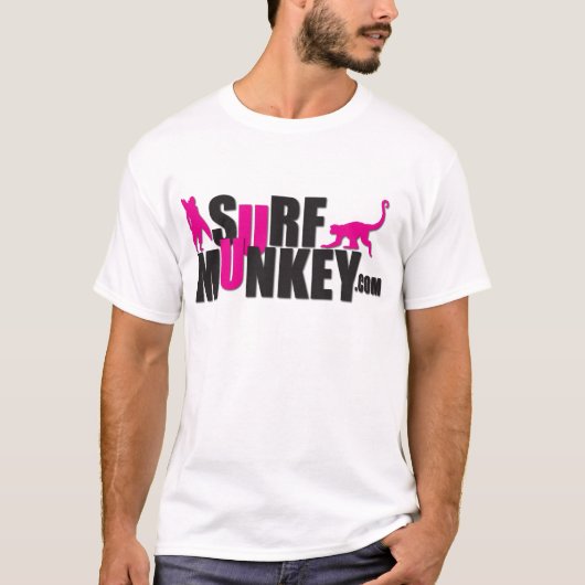 ピンク-波のMunkeyの掲示板のデザイン#2 Tシャツ (正面)