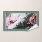 ピンク、灰色の緑の絞り染め大理石パターン、モノグラム バスタオルセット (ハンドタオル)