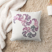 ピンク、灰色及び白のペイズリーの渦巻のフラクタルデザイン クッション (ブランケット)