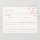 ピンク |牡丹ガーデンブライダルシャワーレシピカード ポストカード (正面)