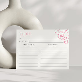 ピンク |牡丹ガーデンブライダルシャワーレシピカード ポストカード