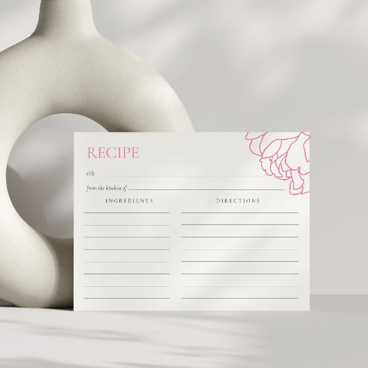ピンク |牡丹ガーデンブライダルシャワーレシピカード ポストカード