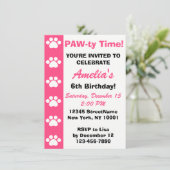 ピンク – 犬や猫をテーマにした誕生日パーティーへの招待 招待状 (スタンド正面)