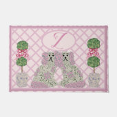 ピンク（犬）スタッフォードドッグズトピアリーバラ ドアマット (正面)