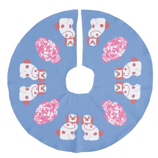 ピンク（犬）スタッフォード犬とジンジャージャー フェイクリネンツリースカート (正面)