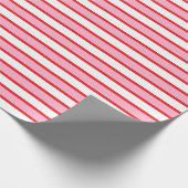 ピンク、白いおよび赤のストライプ ラッピングペーパー (角)