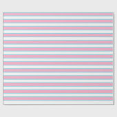 ピンク、白いそしてパステル調の青い縞 ラッピングペーパー (フラット)