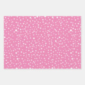 ピンク、白いクリスマスのタイポグラフィとドットの休日 ラッピングペーパーシート (正面2)