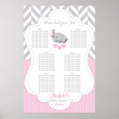 ピンク、白いグレーの象 – 6席グラフ ポスター (正面)