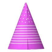 ピンク、白いドット、ストライプパーティー帽子 パーティーハット (裏面)