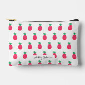 ピンク 白いパイナップル かわいい模様 アクセサリーポーチ (正面)