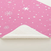 ピンク(白い水玉模様と雪) シェルパブランケット (3/4)