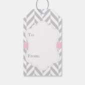 ピンク、白い灰色の象の赤ちゃんシャワーありがとう ギフトタグ (裏面)