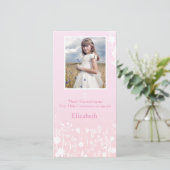 ピンク、白い花、宗教フォトカード サンキューカード (スタンド正面)